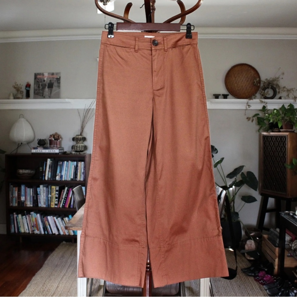 Madewell Langford High-Waisted Cropped Wide-Leg Pants in Sateen, Sz 24
